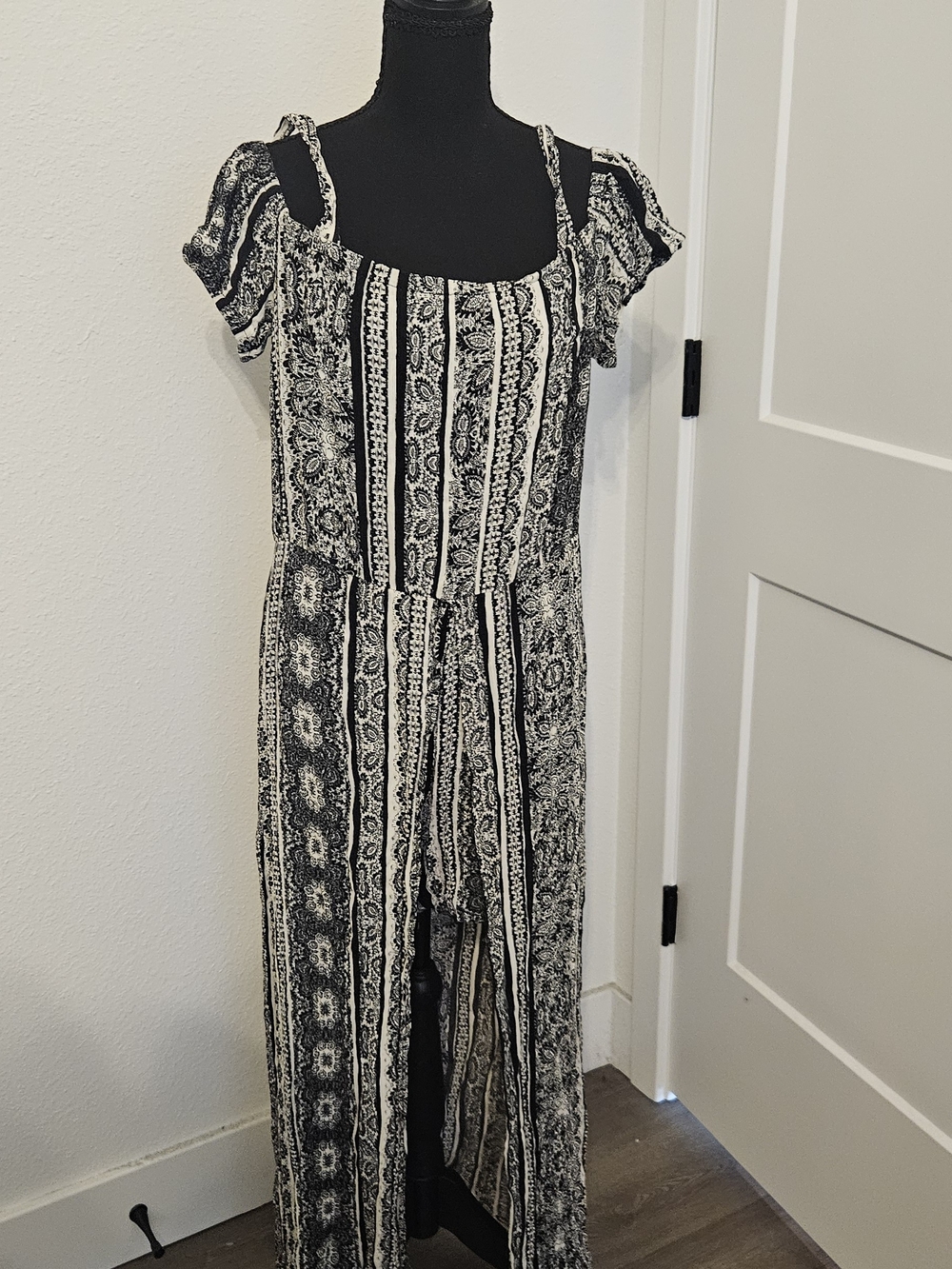 As U Wish Black and White Patterned Romper